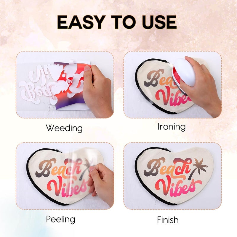 Tintnut Gradient HTV Vinyl - 6sheets 12 x 10 Inches Red Blue Ombre HTV Iron on Vinyl Gradient Heat Transfer Vinyl for T-Shirts DIY Rainbow Patterned HTV Vinyl Compatible with Sillhoutte Cameo/Cricut - Image 3